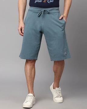 flat front bermudas with drawstrings