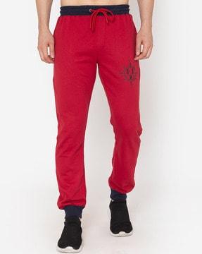 flat front joggers with drawstring waist