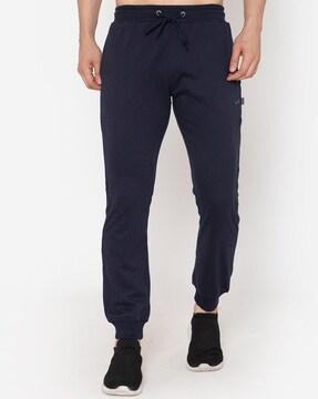 flat front joggers with drawstring waist