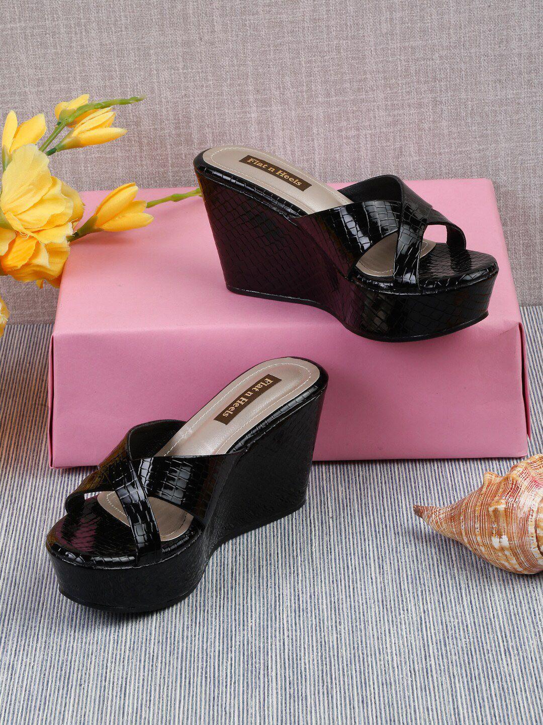 flat n heels textured wedge heels