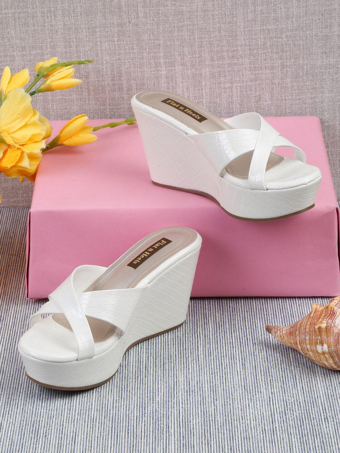 flat n heels textured wedge heels