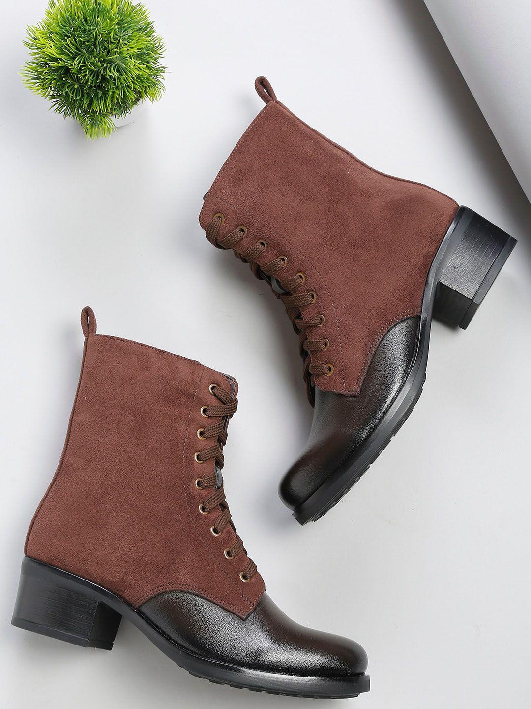 flat n heels women brown solid casual regular boots