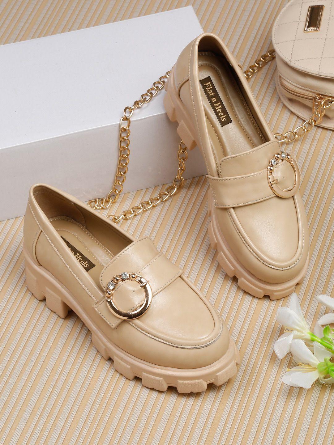 flat n heels women embellished flatform heel comfort insole horsebit loafers