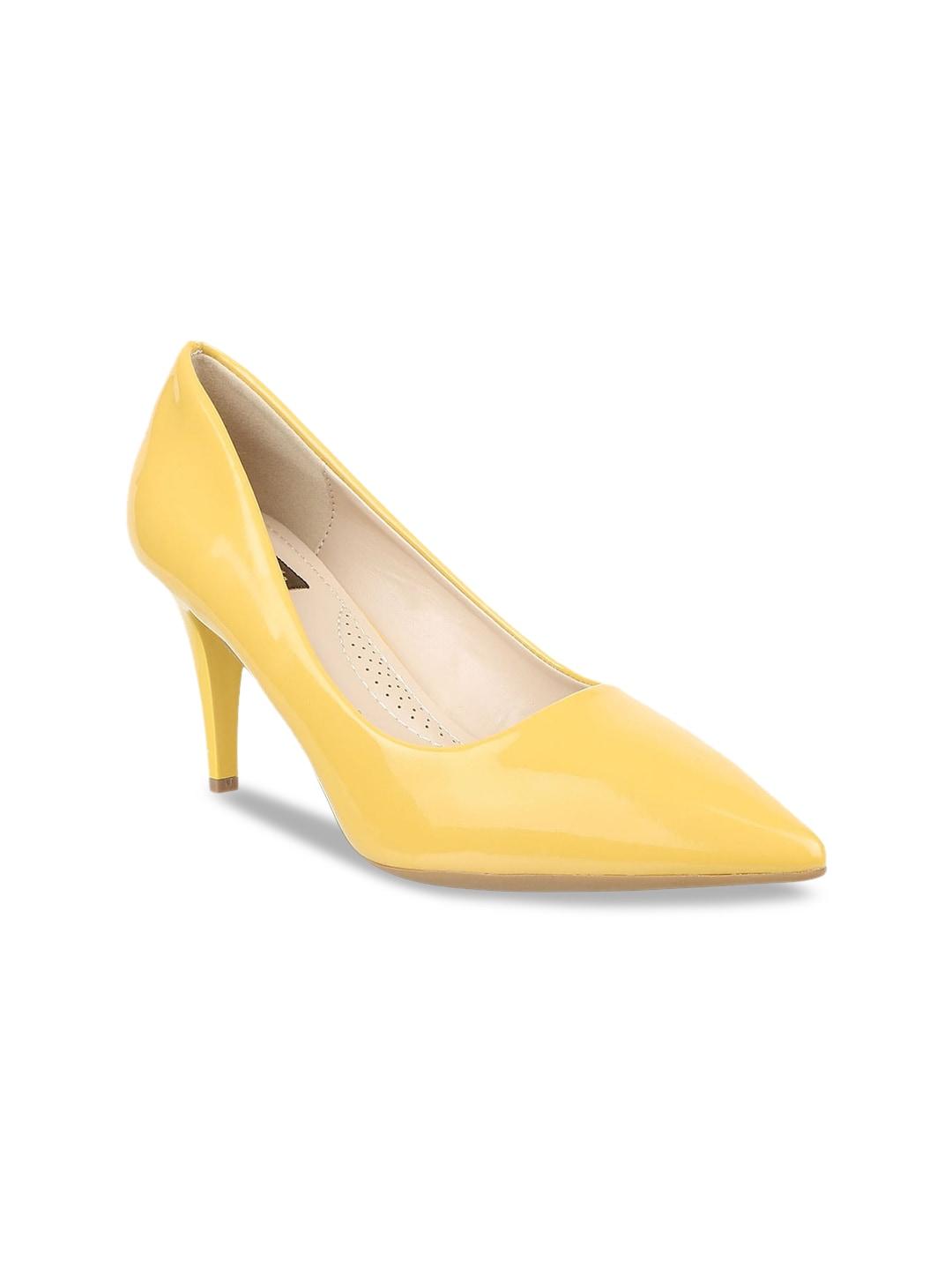 flat n heels women yellow solid pumps