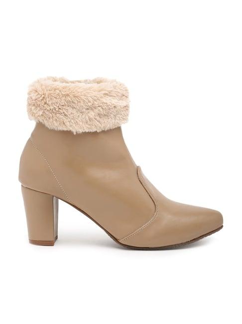 flat n heels women's beige snow boots