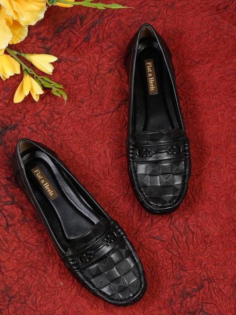 flat n heels women's black casual loafers