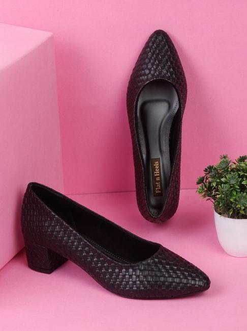 flat n heels women's black casual pumps
