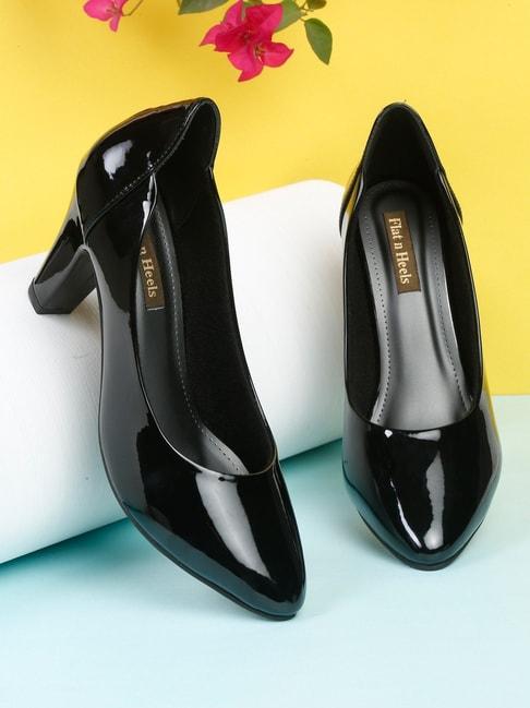 flat n heels women's black formal pumps