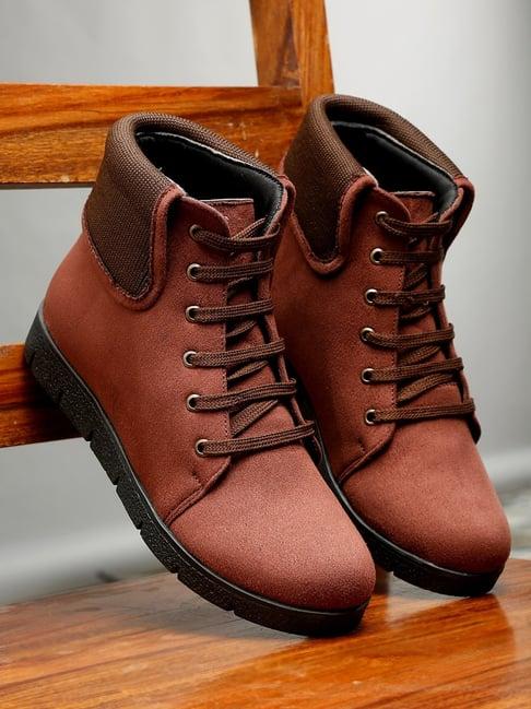 flat n heels women's brown derby boots