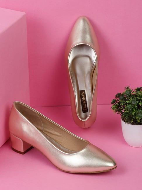 flat n heels women's gold casual pumps