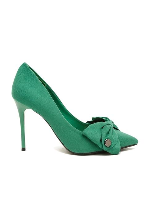 flat n heels women's green stiletto pumps
