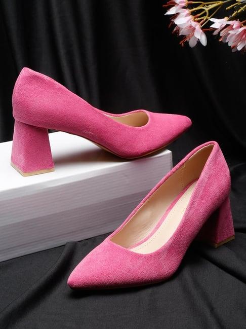 flat n heels women's pink casual pumps