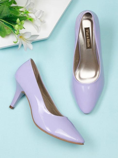 flat n heels women's purple stiletto pumps