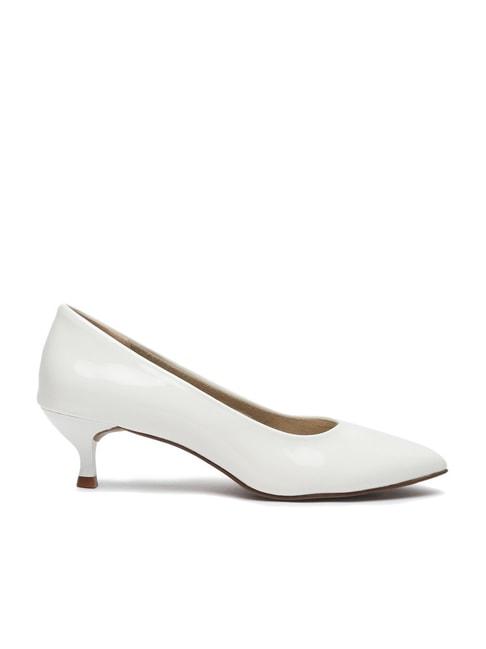 flat n heels women's white casual pumps