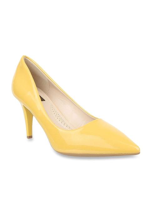 flat n heels women's yellow stiletto pumps