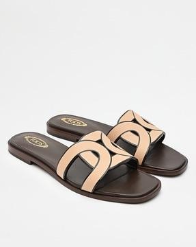 flat sandals in leather