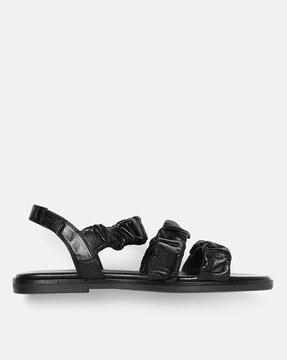 flat sandals with genuine leather upper