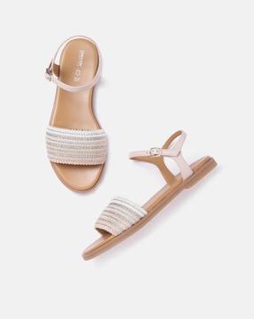 flat sandals with polyester upper