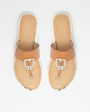 flat sandals with synthetic upper