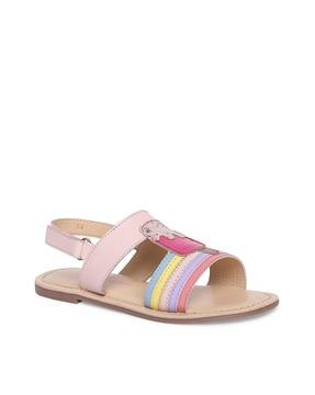 flat sandals with velcro-fastening