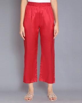 flat- front pants with elasticated waist