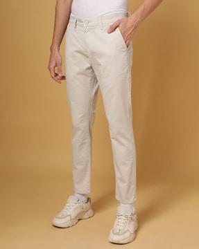 flat-front ankle-length chinos
