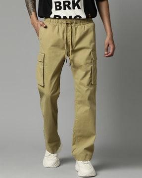 flat-front belted cargo pants