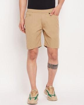 flat-front bermudas with insert pockets