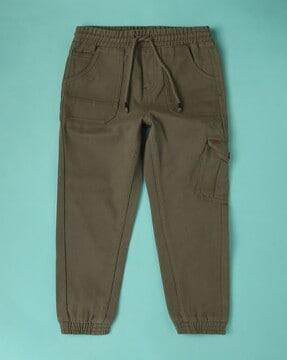 flat-front cargo pants with drawstring waist