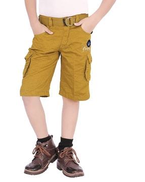 flat-front cargo shorts with belt