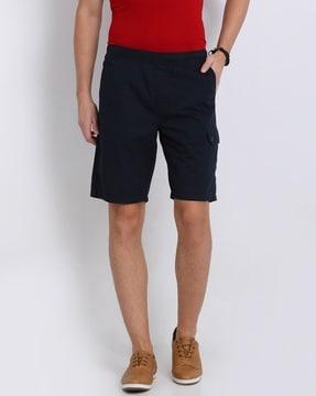 flat-front chino shorts with insert pockets
