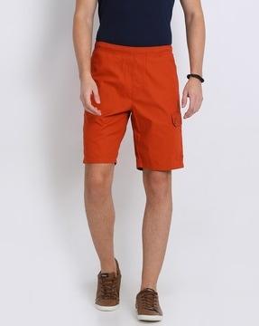 flat-front chino shorts with insert pockets
