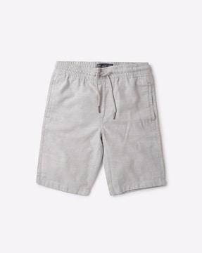 flat-front cotton shorts with pockets