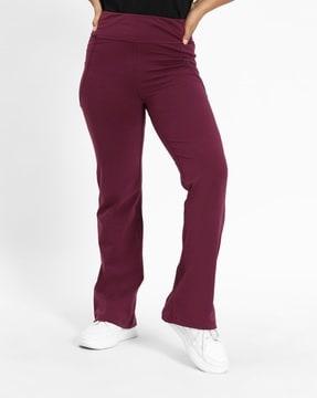 flat-front flared fit trousers
