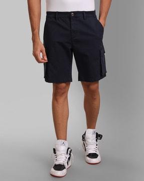 flat-front insert pockets cargo shorts