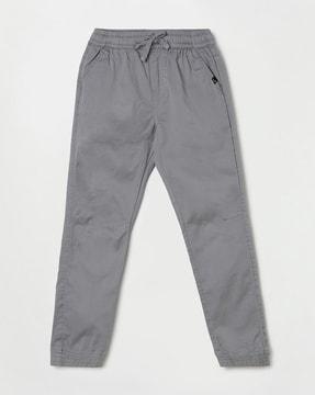 flat-front joggers with elasticated drawstring waist