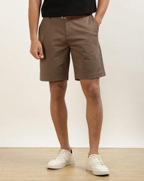 flat-front knit shorts