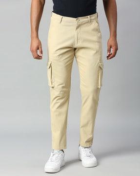 flat-front mid-rise cargo pants