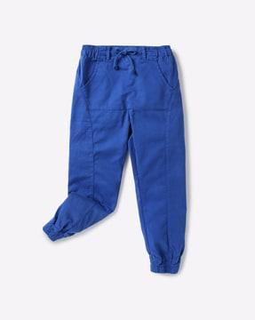 flat-front mid-rise joggers with drawstring