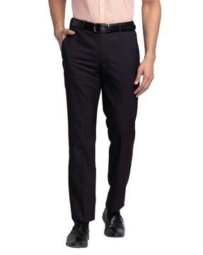flat-front mid-rise trousers
