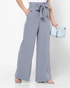 flat-front palazzos with tie-up waist
