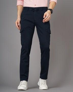 flat-front slim fit cargo trousers