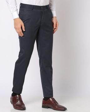 flat-front slim fit formal trousers