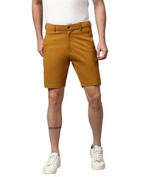 flat-front slim fit shorts