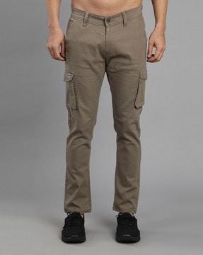 flat-front straight fit cargo pants