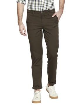 flat-front straight trousers