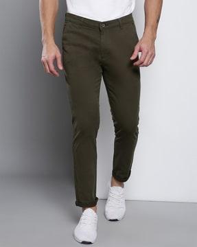 flat-front tapered fit chinos