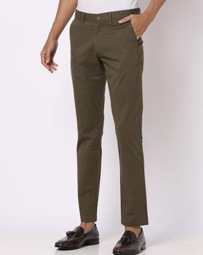 flat-front tapered fit chinos