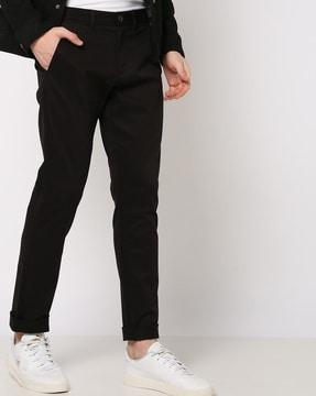 flat-front tapered fit pants