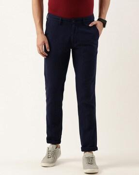 flat-front trousers with insert pockets